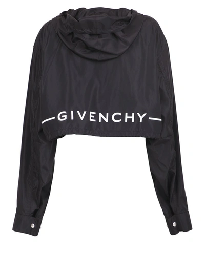 Shop Givenchy Cropped Hooded Windbreaker In Black