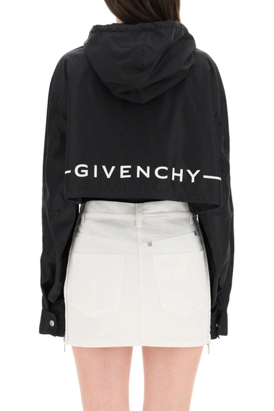 Shop Givenchy Cropped Hooded Windbreaker In Black