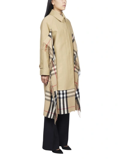 Shop Burberry Checked Scarf Detail Car Coat In Beige