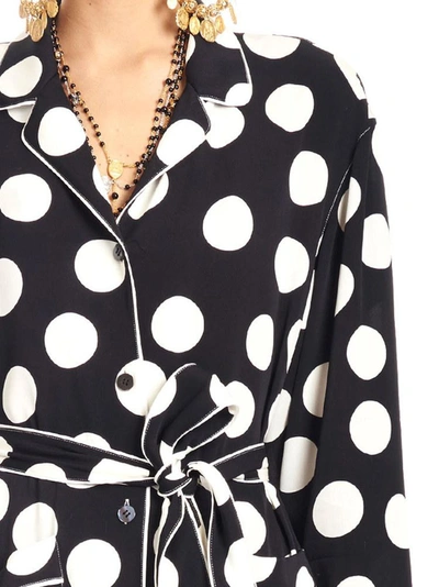 Shop Dolce & Gabbana Polka Dots Belted Shirt In Multi