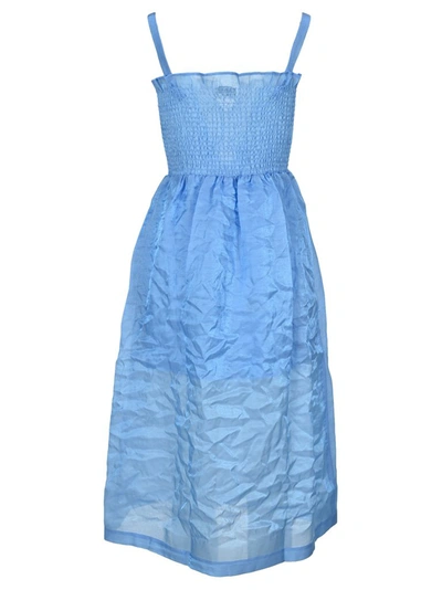 Shop Baum Und Pferdgarten Aherra Crinkled Midi Dress In Blue