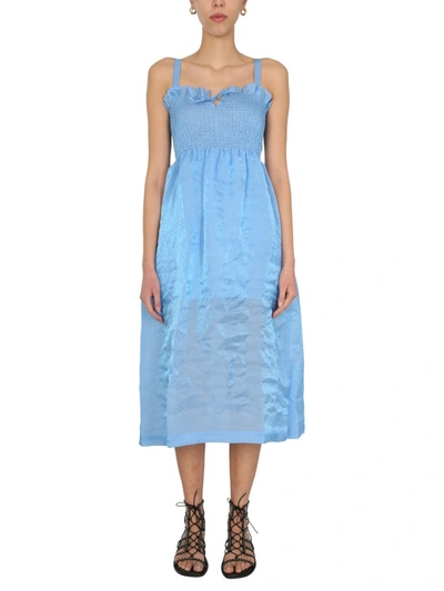 Shop Baum Und Pferdgarten Aherra Crinkled Midi Dress In Blue