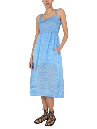 Shop Baum Und Pferdgarten Aherra Crinkled Midi Dress In Blue