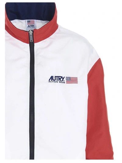 Shop Autry Logo Embroidered Zipped Jacket In White