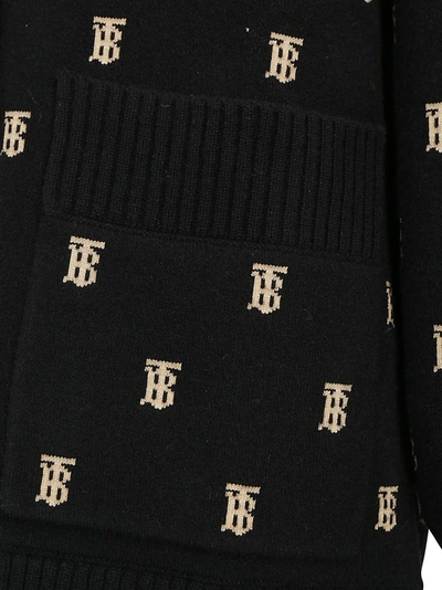 Shop Burberry Allover Logo Monogram Oversized Cardigan In Black