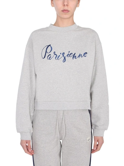Shop Etre Cecile Être Cécile Parisienne Embroidered Sweatshirt In Grey