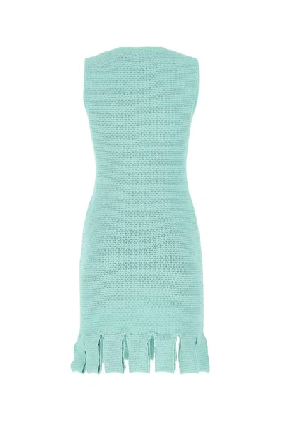 Shop Bottega Veneta Sleeveless Knit Dress In Blue