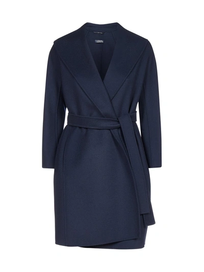 Shop 's Max Mara Messi Belted Wrap Coat In Blue