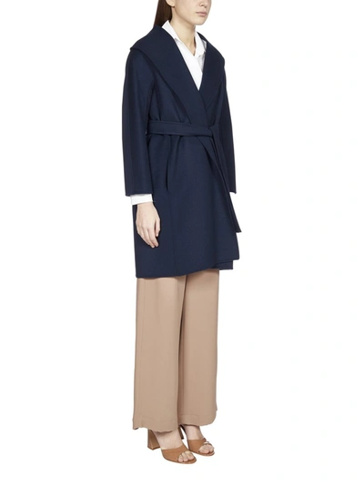 Shop 's Max Mara Messi Belted Wrap Coat In Blue