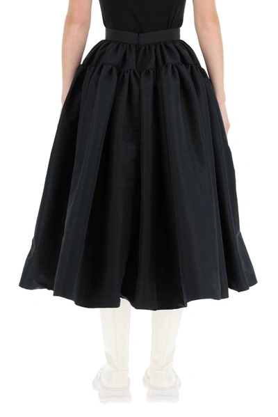 Shop Alexander Mcqueen Pleated Midi Skirt In Black