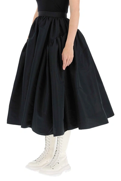 Shop Alexander Mcqueen Pleated Midi Skirt In Black