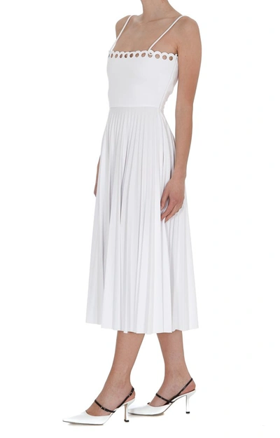 Shop Red Valentino Redvalentino Pleated Midi Dress In White