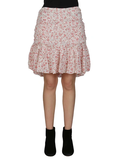 Shop Ganni Floral Printed Georgette Mini Skirt In Multi