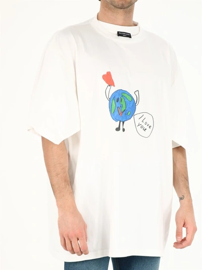 Love Earth Layered Cotton-jersey T-shirt In White