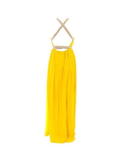 Shop Max Mara Orde Halterneck Maxi Dress In Yellow