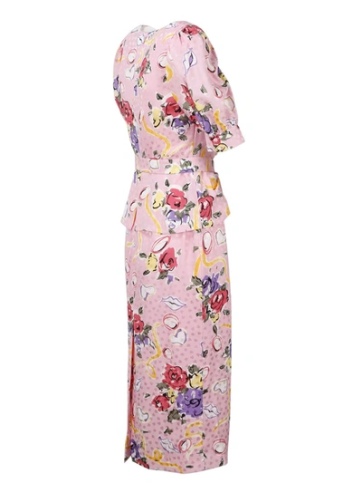 Shop Alessandra Rich Floral Print Midi Dress In Multi