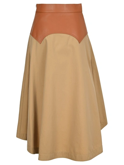 Shop Loewe Obi Asymmetric Midi Skirt In Beige