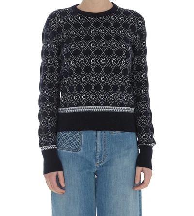 Shop Chloé Jacquard Crewneck Sweater In Multi