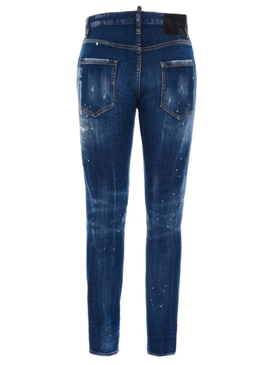 Shop Dsquared2 Cool Girl Icon Printed Jeans In Blue