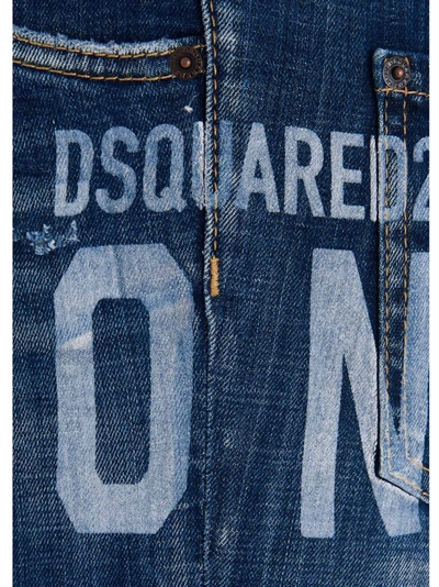 Shop Dsquared2 Cool Girl Icon Printed Jeans In Blue