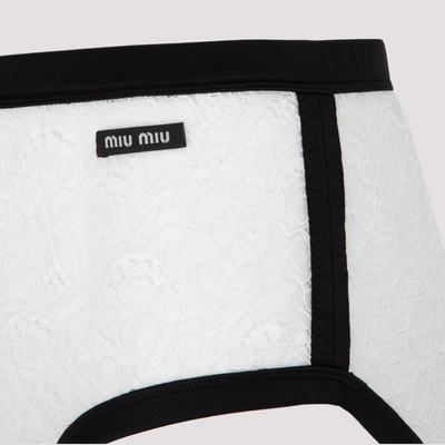 Shop Miu Miu Contrast Trim Briefs In White