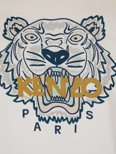 Shop Kenzo Tiger Embroidered Crewneck Sweatshirt In White