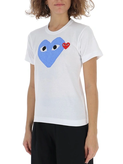 Shop Comme Des Garçons Play Heart Print Crewneck T In White