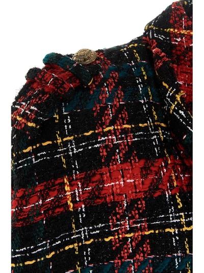 Shop Balmain Tartan Tweed Cape Coat In Multi