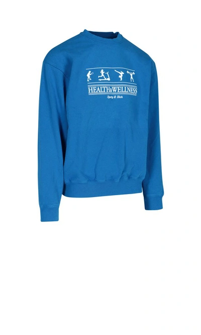 Shop Sporty And Rich Sporty & Rich Logo Print Crewneck Sweatshirt In Blue