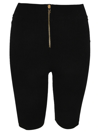Shop Balmain Button Embellished Cycling Shorts In Black