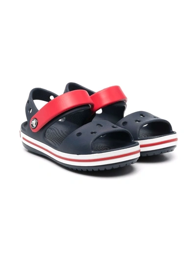 Shop Crocs Round-toe Colour-block Sandals In 蓝色
