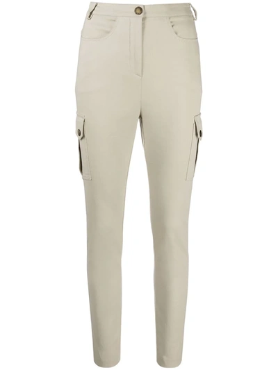 Shop Patrizia Pepe Cargo-pocket Slim-fit Trousers In Neutrals