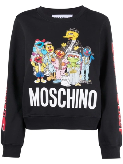 Shop Moschino Sesame Street© Logo-print Sweatshirt In Black