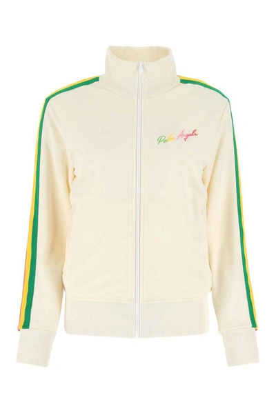 Shop Palm Angels Miami Logo Embroidered Track Jacket In White