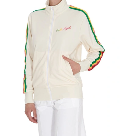 Shop Palm Angels Miami Logo Embroidered Track Jacket In White