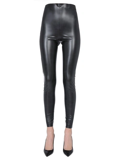 Shop Saint Laurent Latex Leggings In Black