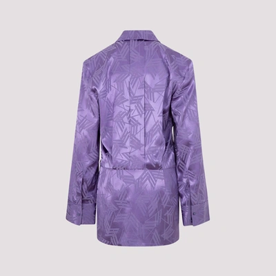 Shop Attico The  Geometric Motif Mini Shirt Dress In Purple