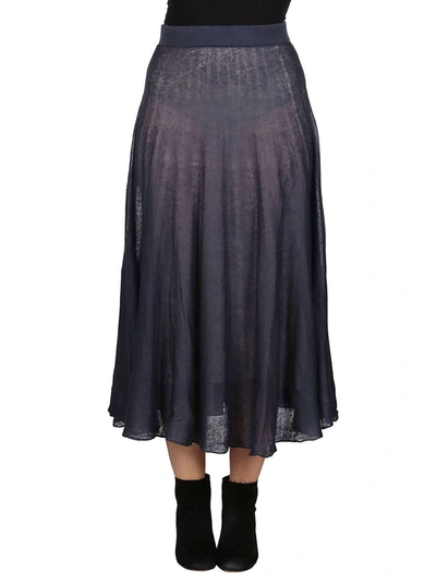 Shop Agnona Knitted Midi Skirt In Navy