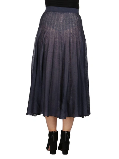 Shop Agnona Knitted Midi Skirt In Navy