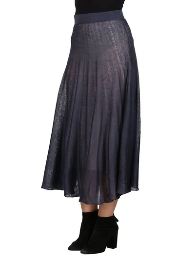 Shop Agnona Knitted Midi Skirt In Navy