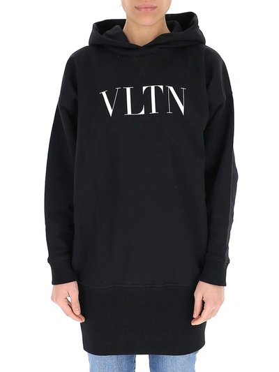 Shop Valentino Vltn Jersey Oversized Hoodie In Black