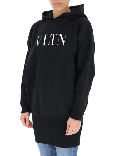 Shop Valentino Vltn Jersey Oversized Hoodie In Black