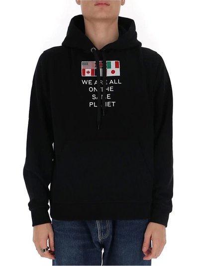 Shop Burberry We Are The Same Planet Hoodie In Black