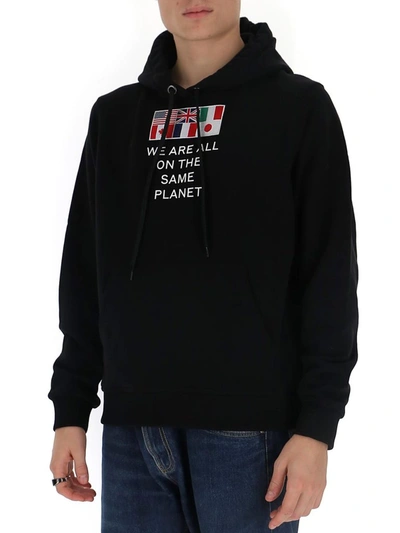 Shop Burberry We Are The Same Planet Hoodie In Black