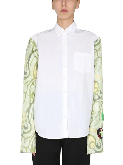 Shop Raf Simons Abstract Patterned Sleeves Shirt In Multi