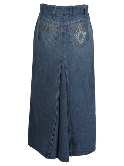 Shop Chloé Front Slit Denim Maxi Skirt In Blue