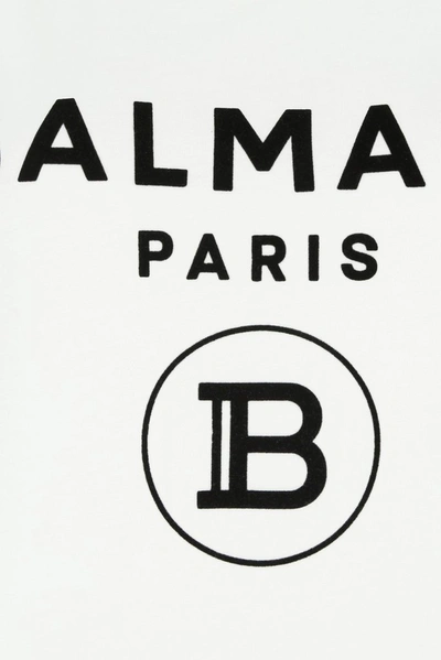 Shop Balmain Flocked Logo Sleeveless Top In White