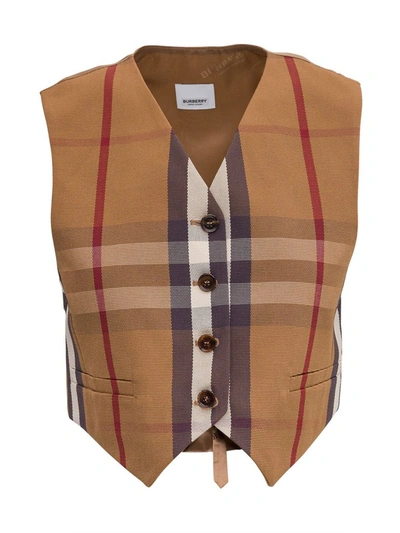 Shop Burberry Vintage Check Cropped Waistcoat In Multi