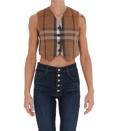 Shop Burberry Vintage Check Cropped Waistcoat In Multi