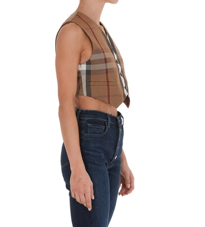 Shop Burberry Vintage Check Cropped Waistcoat In Multi